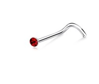 1.6mm Round Rhinestone Silver Curved Nose Stud NSKB-55